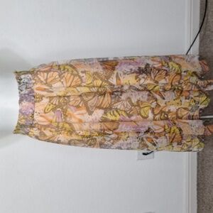 NEW Butterfly Multicolor Cottagecore Coquette Mesh Full A Line Maxi Skirt Size L